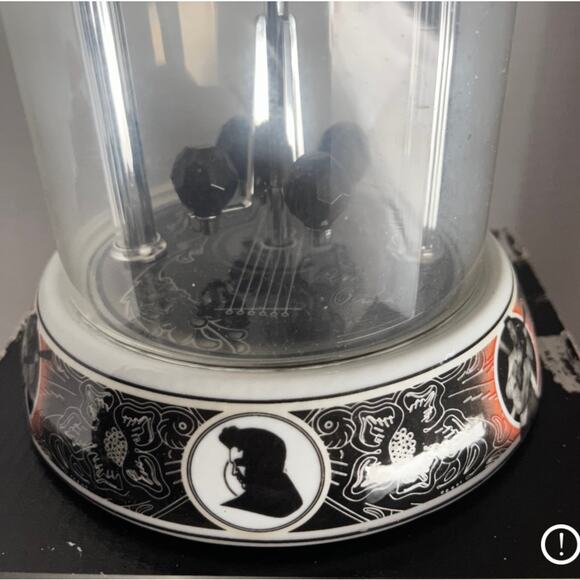 ELVIS PRESLEY Silver Anniversary Clock Porcelain Base Rotate Glass Dome - Picture 3 of 11